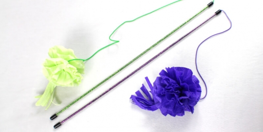 Crepe Paper Flower Teaser Wand Cat Toy