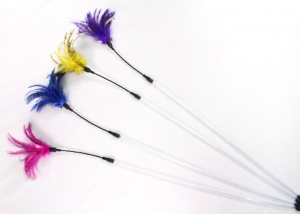 Bouncer Cable Wand with Colorful Feathers Cat Teaser Toy