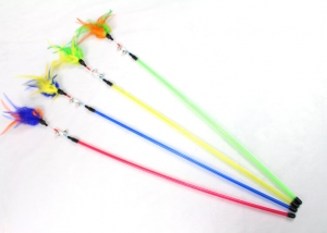 Colorful Pet Products Feather Teaser Wand Toy for Cat