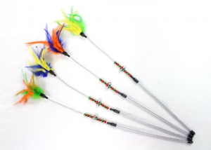 Fishing Pole Style Cat Teaser Toys with Bell and Feather