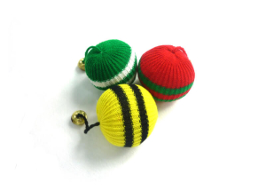 Knitted Ball Cat Toy with Catnip and Bell