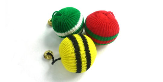Knitted Ball Cat Toy with Catnip and Bell