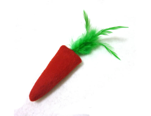Plush Radish Cat Toy with Feather