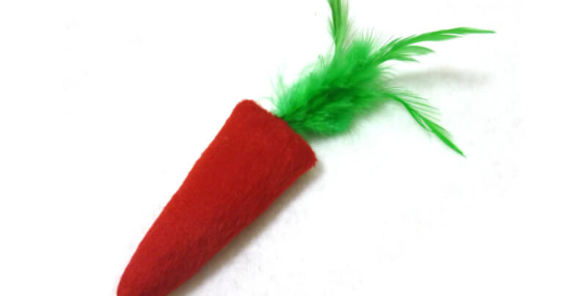 Plush Radish Cat Toy with Feather