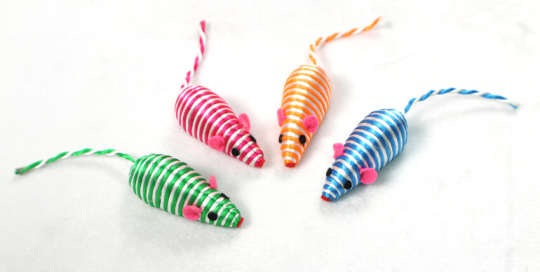 Striped Rope Mice Kitten Toy with Little Rocks Inside