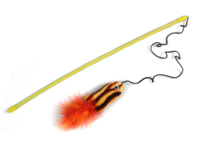Fish Toy with Feather Tail Cat Wand