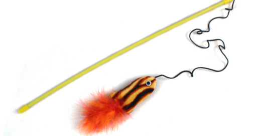 Fish Toy with Feather Tail Cat Wand