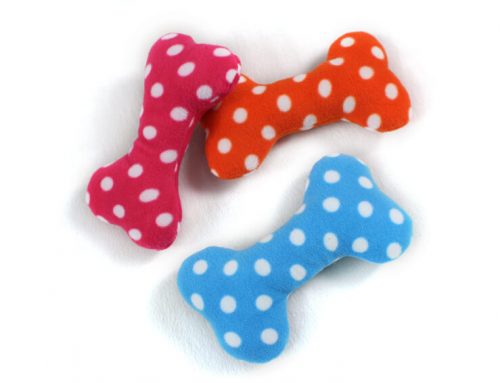 Stuffed Polka Dot Bone Dog Toy with Squeaker