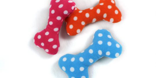 Stuffed Polka Dot Bone Dog Toy with Squeaker